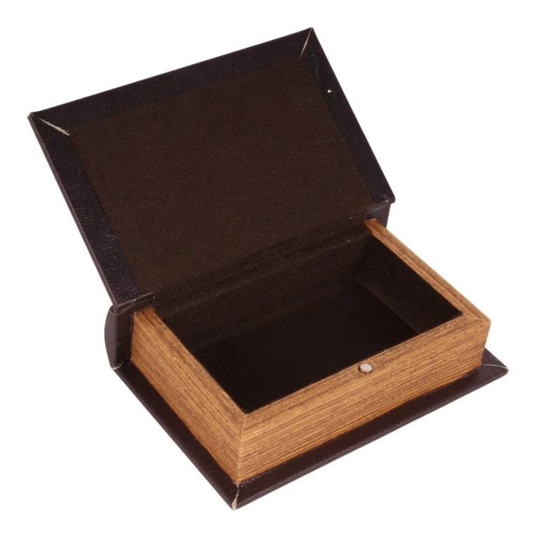 Förvaringslåda i bokform - 15 cm - svart - konstläder