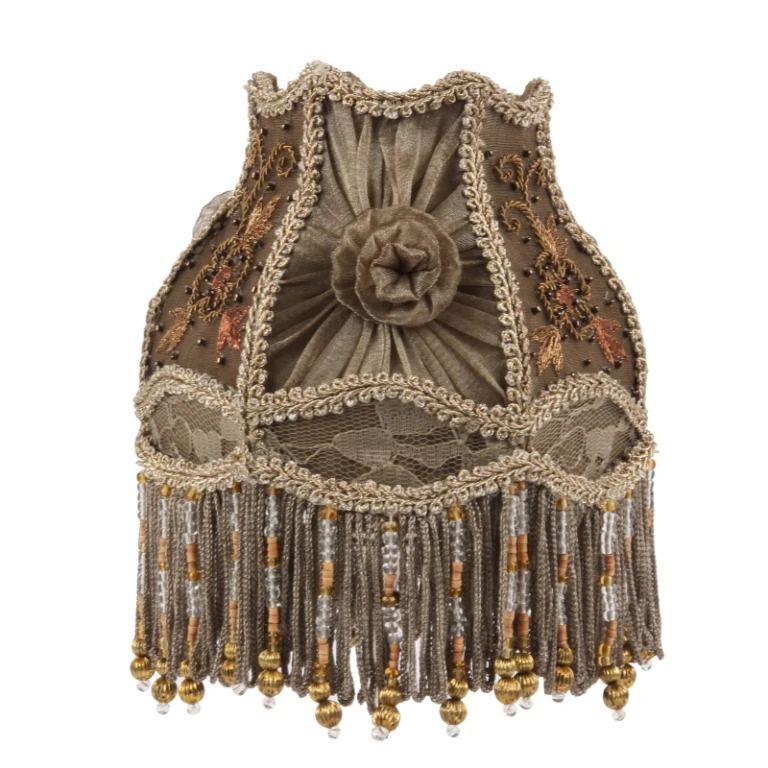 Lampkåpa Victorian Clip-On - 15 cm - taupe - tyg