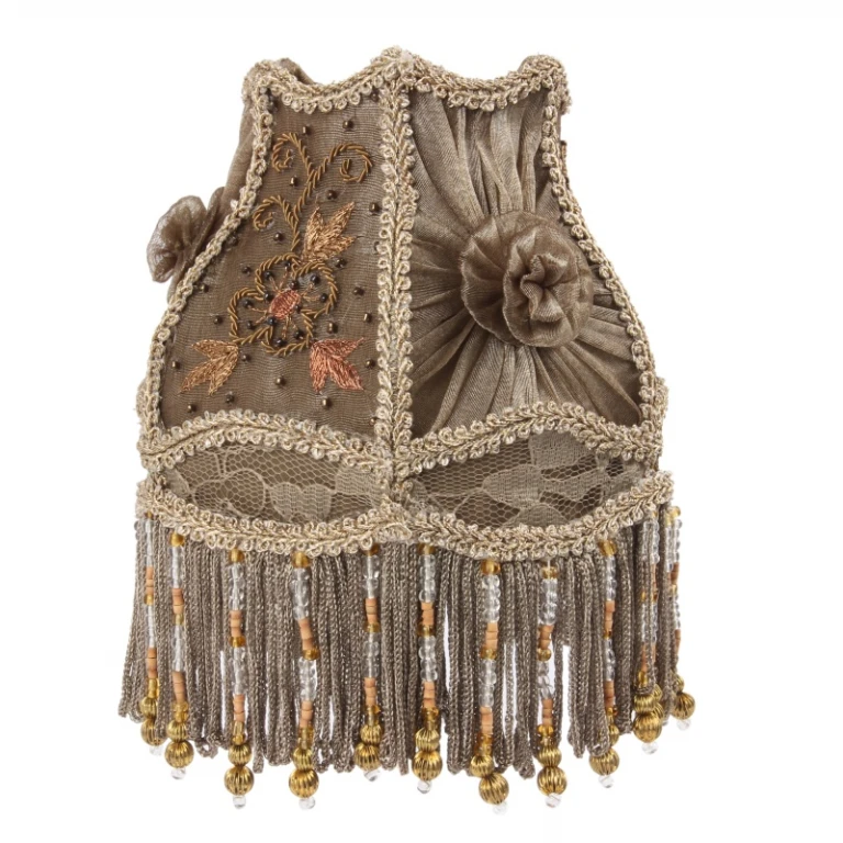 Lampkåpa Victorian Clip-On - 15 cm - taupe - tyg