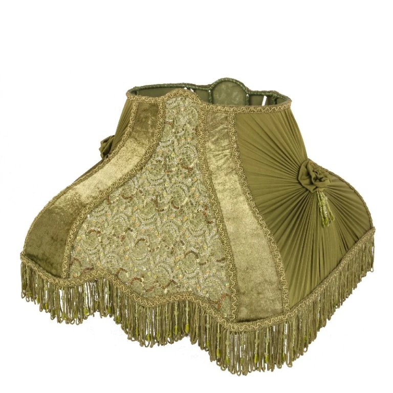 Lampskärm Victorian Rektangulär - 40 cm - Grön - Tyg