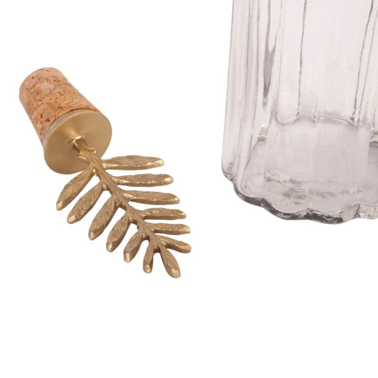 Dekorativ flaska med kork - 25 cm - guld - mässing och glas