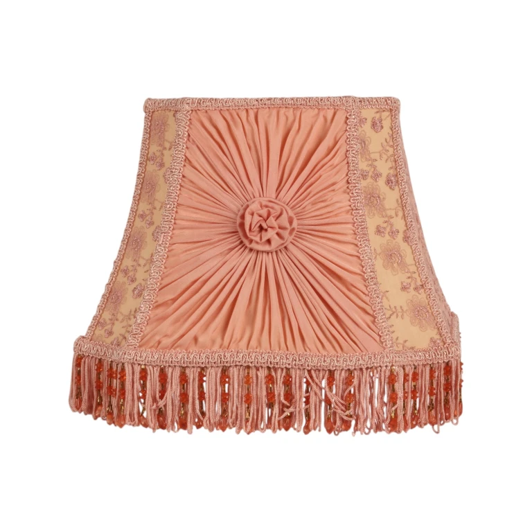 Lampskärm Victorian Fyrkant - 30 cm - Rosa - Tyg