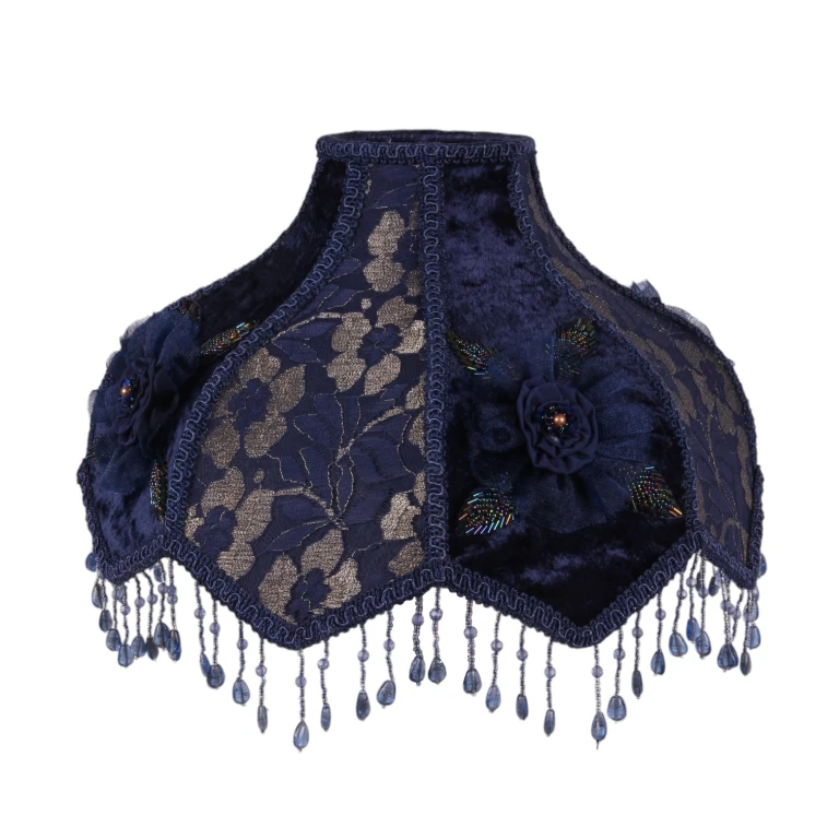 Lampskärm Victorian Dome Scallop - 33 cm - blå - tyg