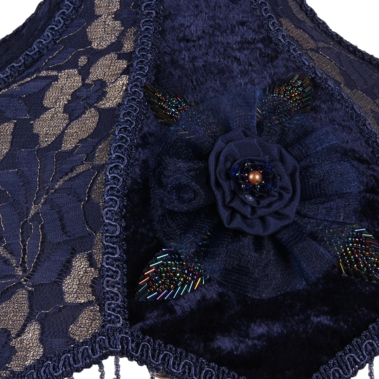 Lampskärm Victorian Dome Scallop - 33 cm - blå - tyg