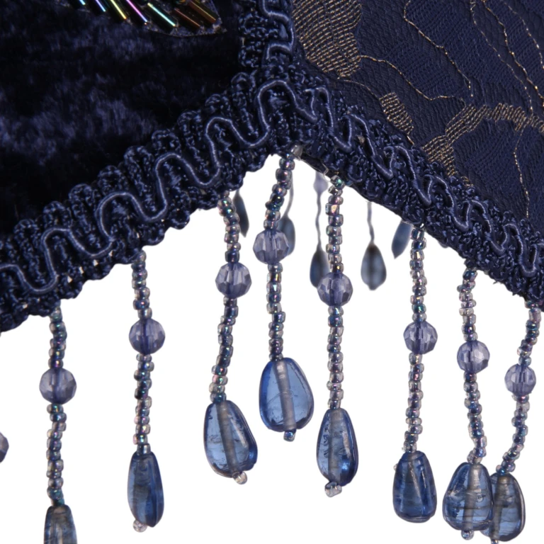 Lampskärm Victorian Dome Scallop - 33 cm - blå - tyg
