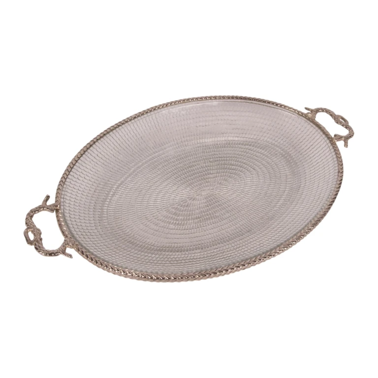 Bricktallrik i mässing och glas - guld - 39 cm