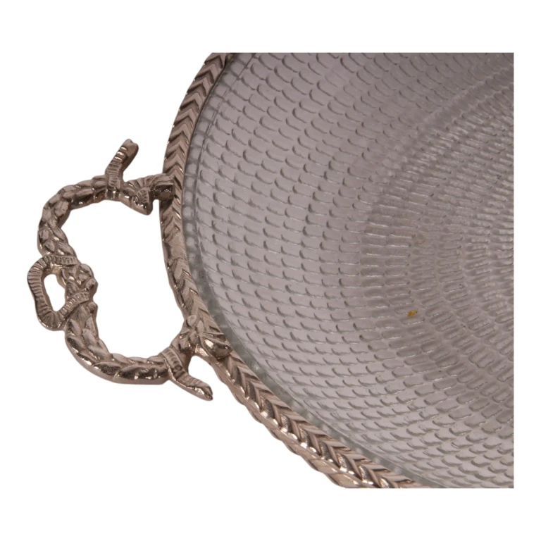 Bricktallrik i mässing och glas - guld - 39 cm