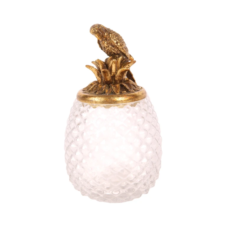 Dekorationskruka med lock - papegoja - guld - 22 cm - 1 styck