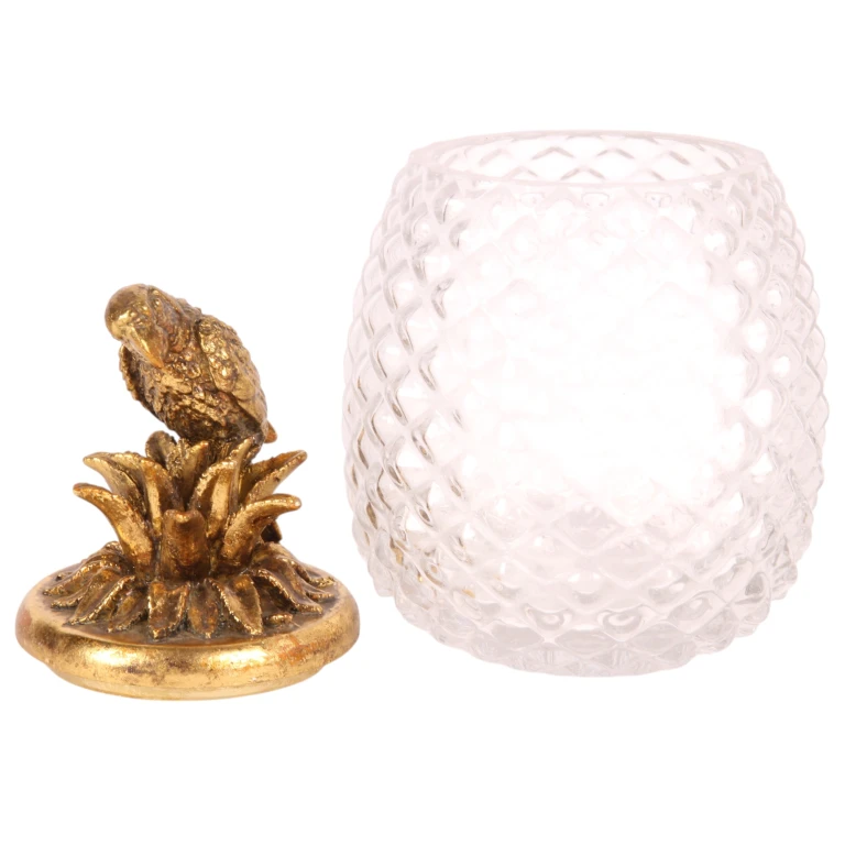 Dekorationskruka med lock - papegoja - guld - 22 cm - 1 styck