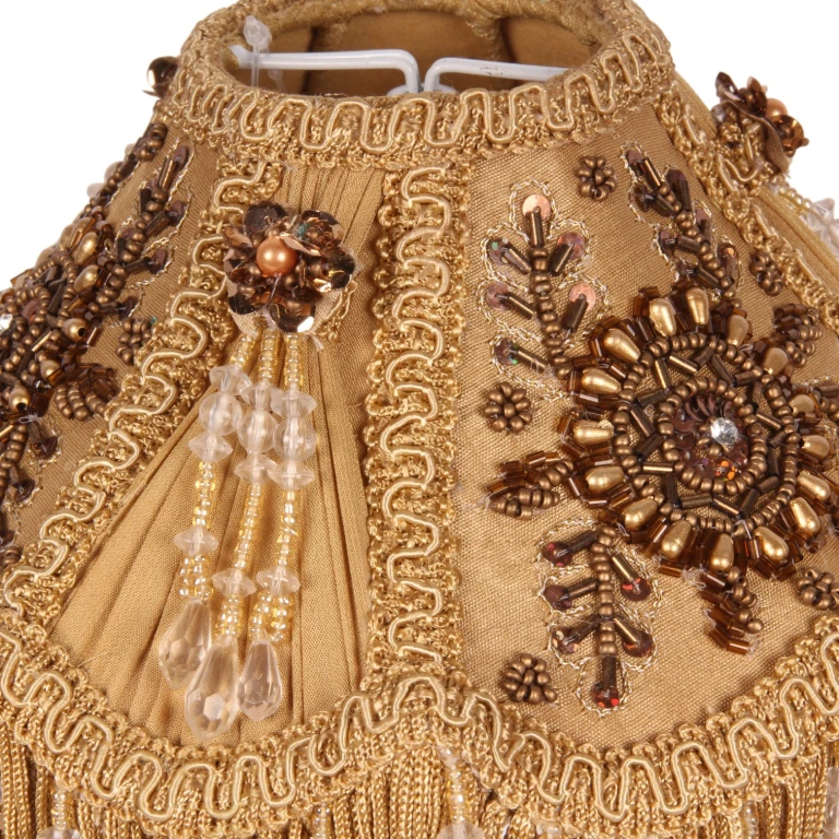 Lampskärm Victorian Dome - 18 cm - guld - tyg