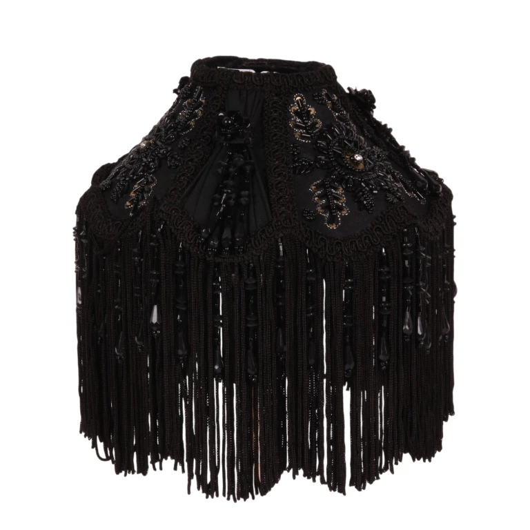 Lampskärm Victorian Dome - 18 cm - svart - tyg