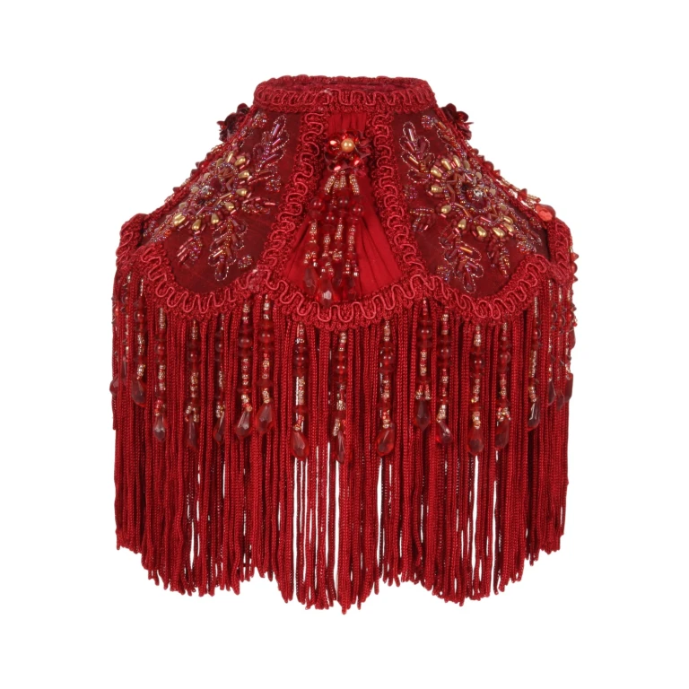 Lampskärm Victorian Dome - 18 cm - röd - tyg