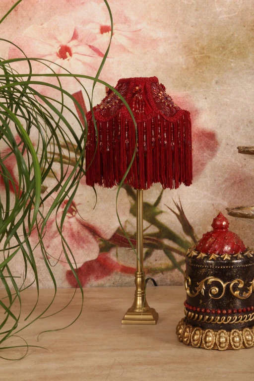 Lampskärm Victorian Dome - 18 cm - röd - tyg