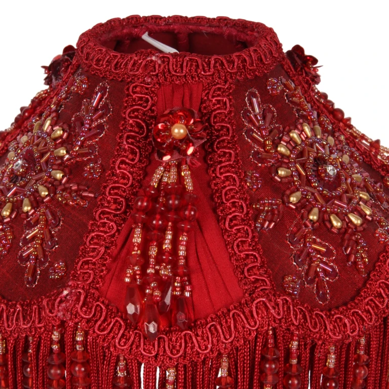 Lampskärm Victorian Dome - 18 cm - röd - tyg