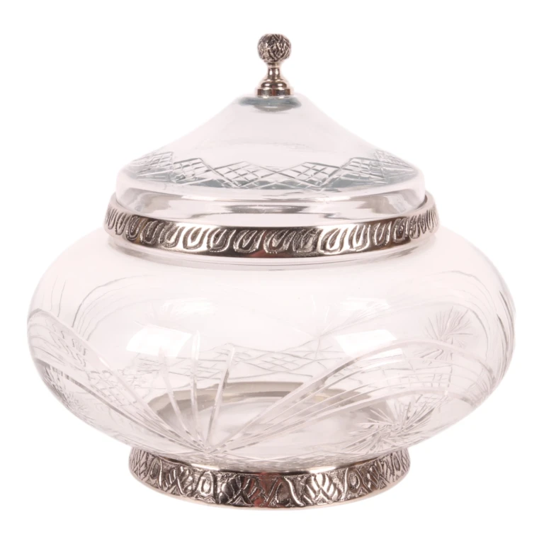 Dekorationskruka med lock - silver - 26 cm - 1 styck