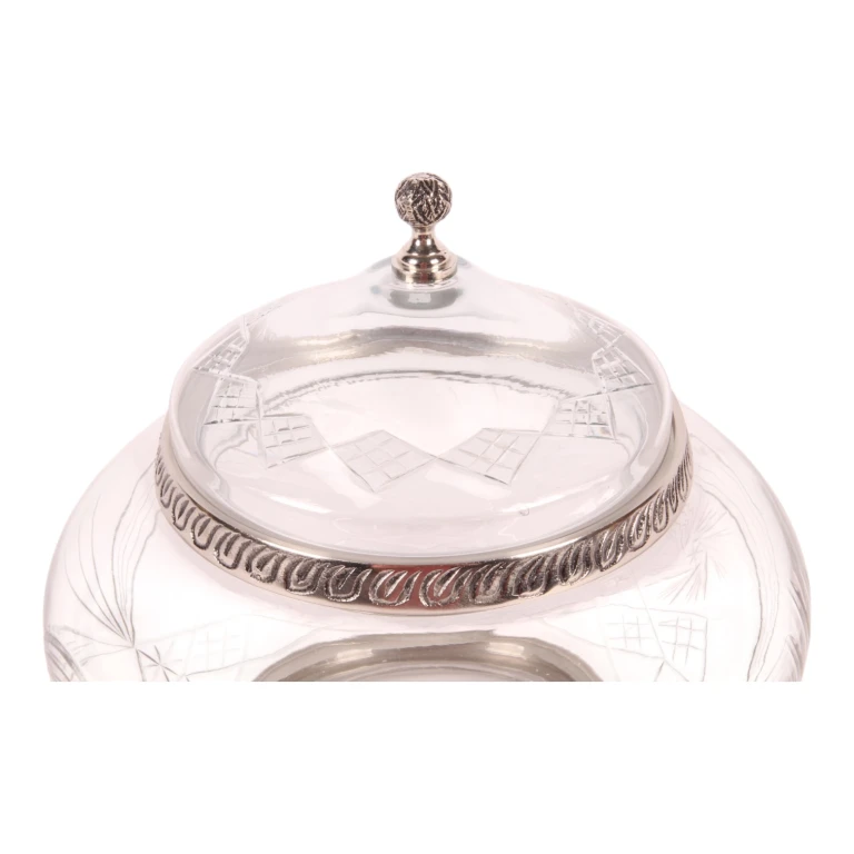 Dekorationskruka med lock - silver - 26 cm - 1 styck